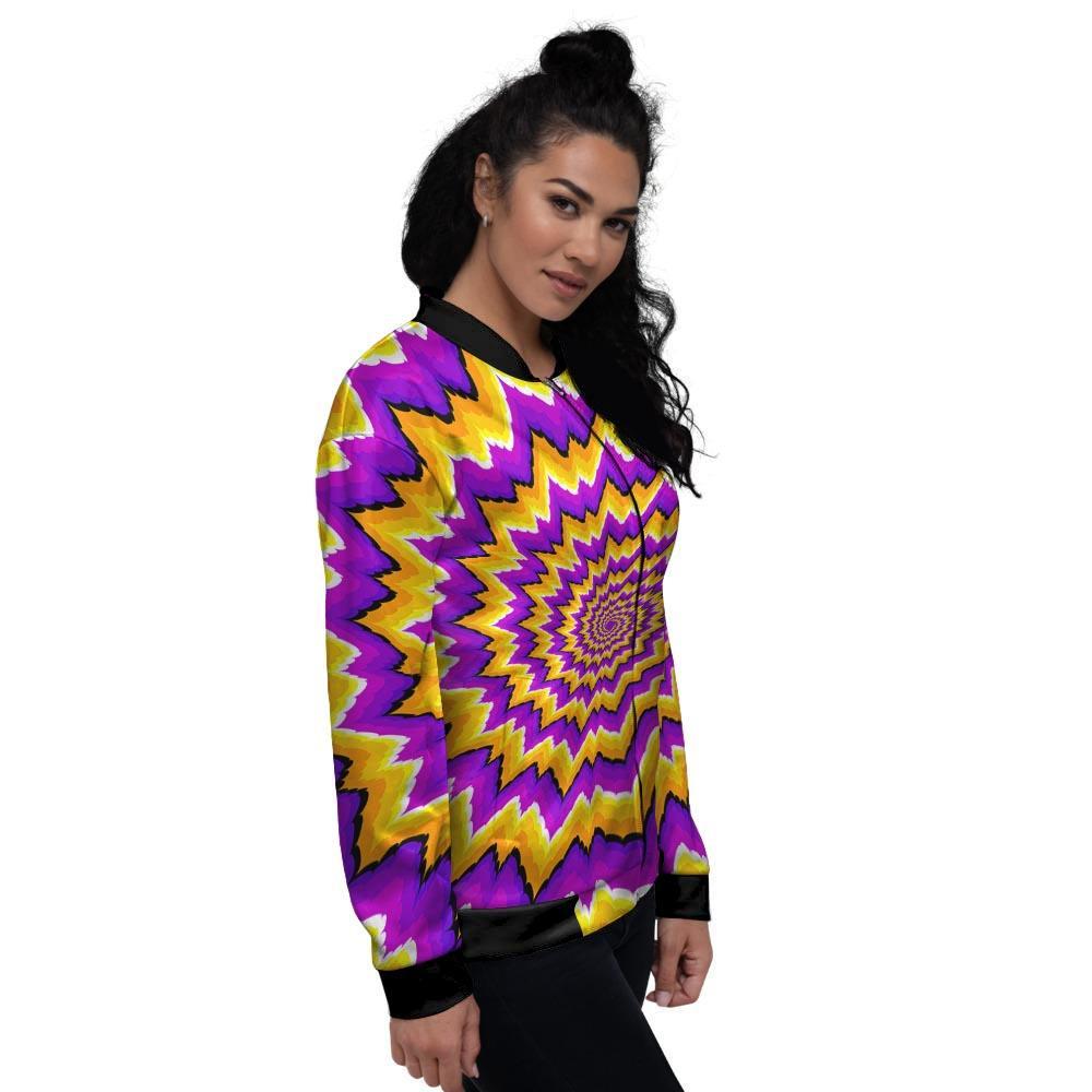 Purple Psychedelic Optical illusion Women's Bomber Jacket-grizzshop