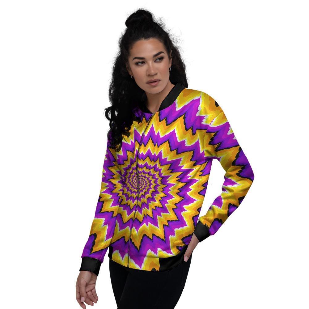 Purple Psychedelic Optical illusion Women's Bomber Jacket-grizzshop