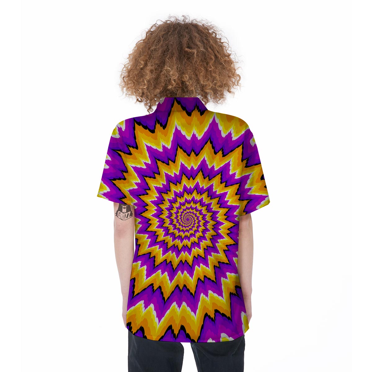 Purple Psychedelic Optical illusion Women's Short Sleeve Shirts-grizzshop