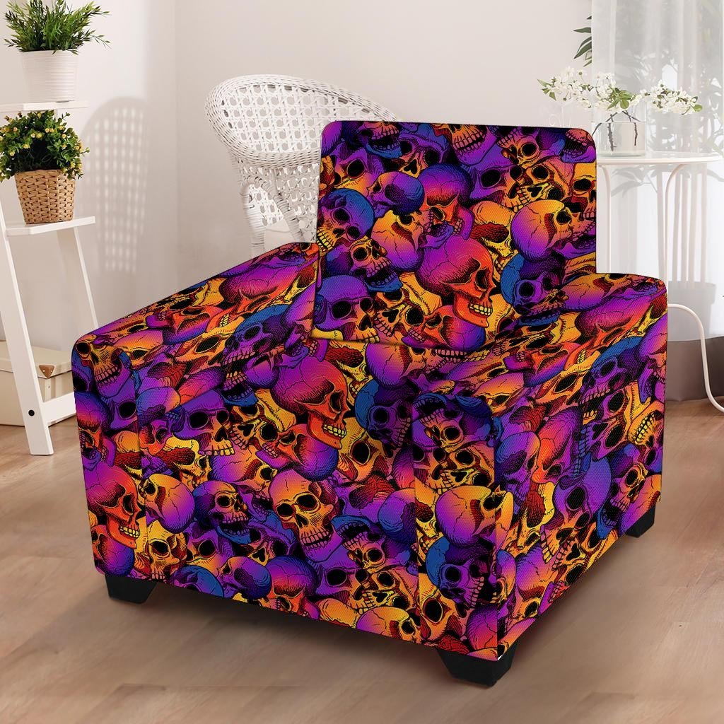 Purple Skull Armchair Cover-grizzshop