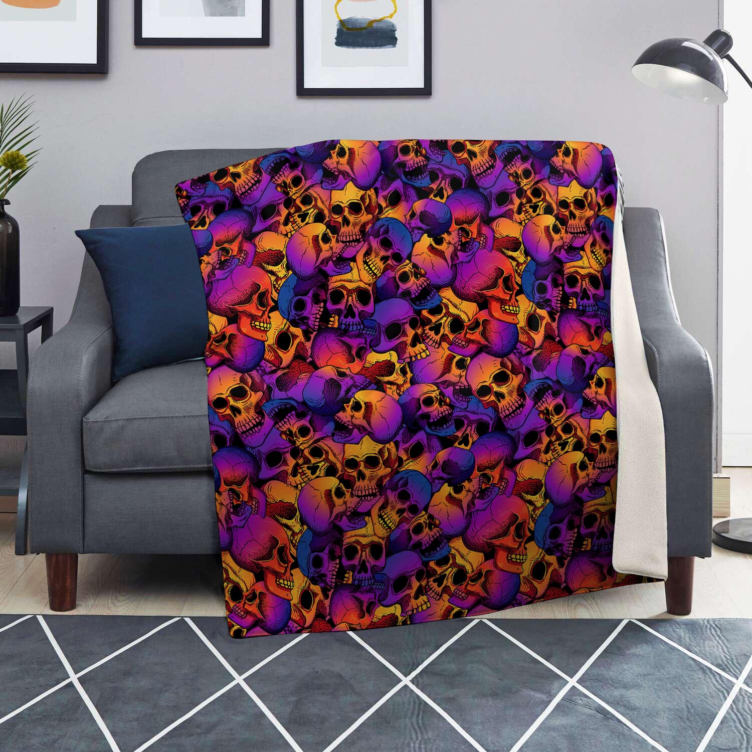 Purple Skull Blanket-grizzshop