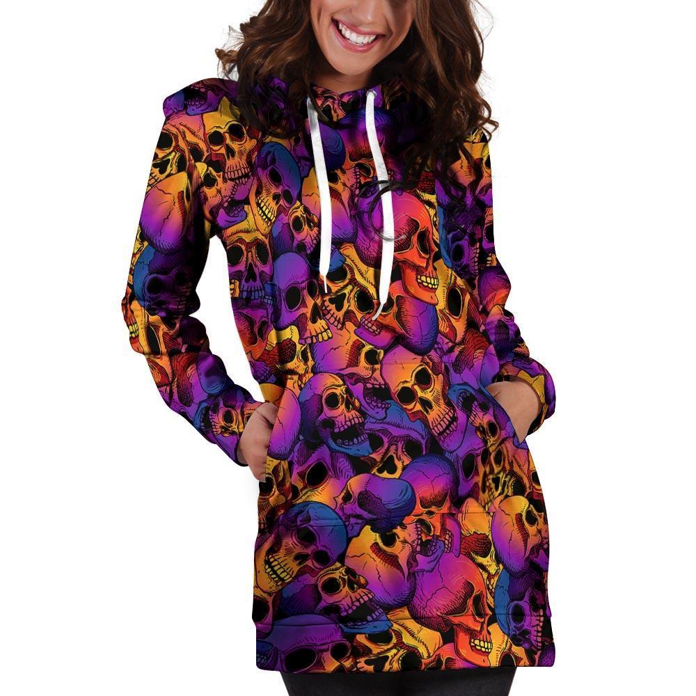 Purple Skull Hoodie Dress-grizzshop