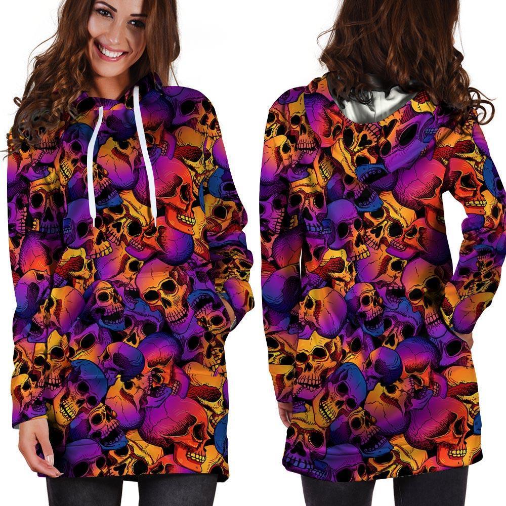 Purple Skull Hoodie Dress-grizzshop