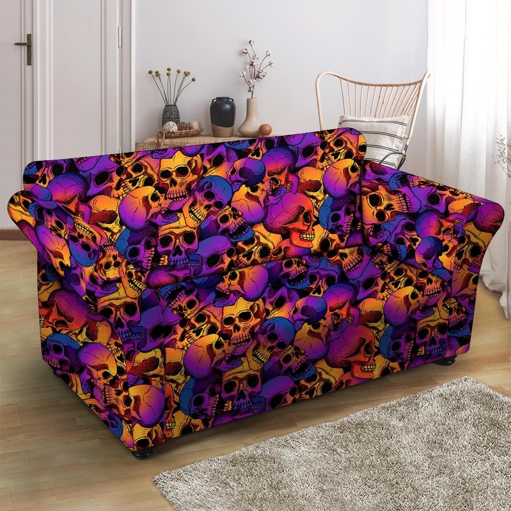 Purple Skull Loveseat Cover-grizzshop