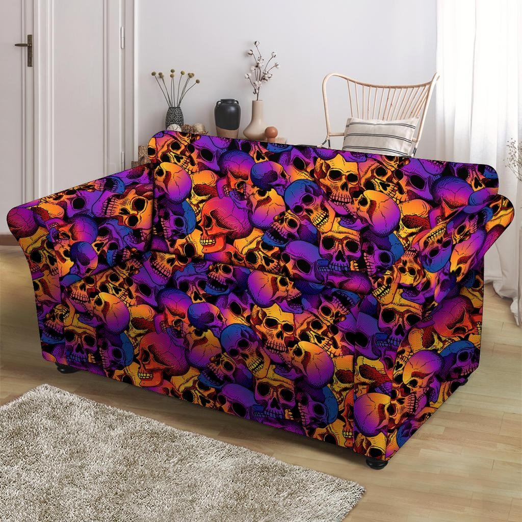 Purple Skull Loveseat Cover-grizzshop