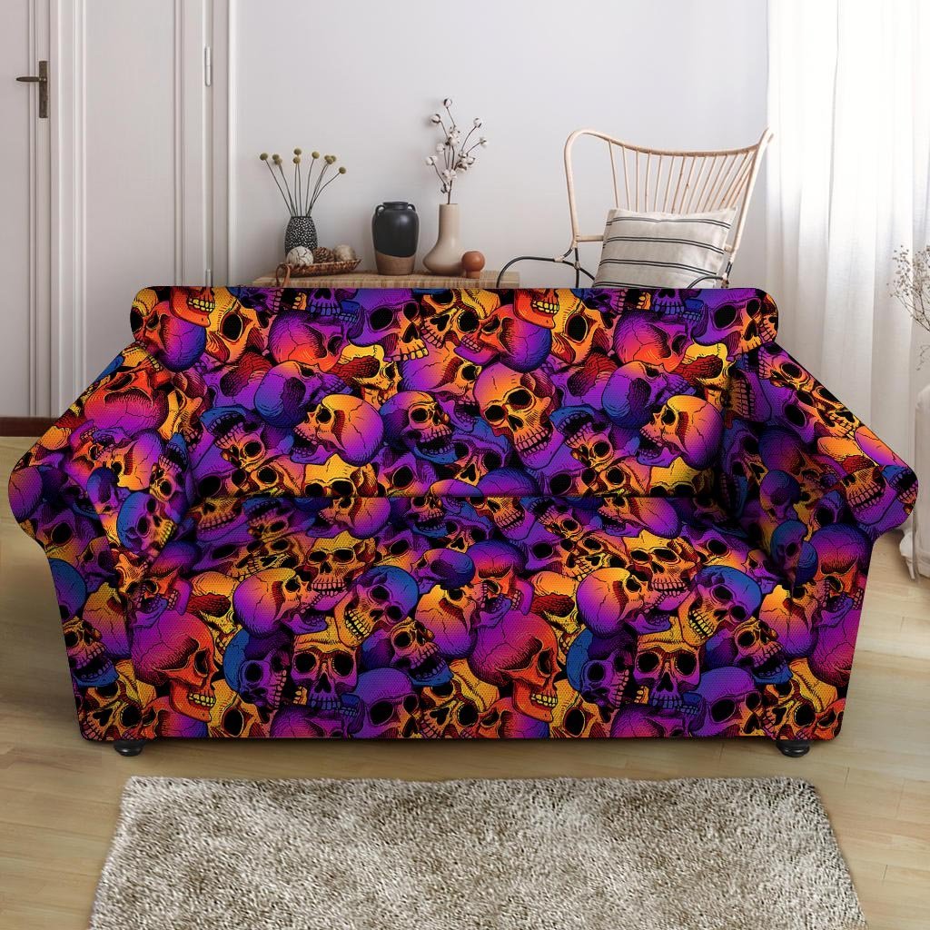 Purple Skull Loveseat Cover-grizzshop