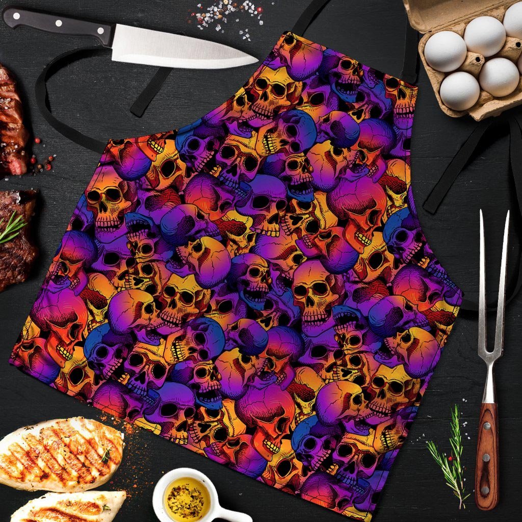 Purple Skull Men's Apron-grizzshop