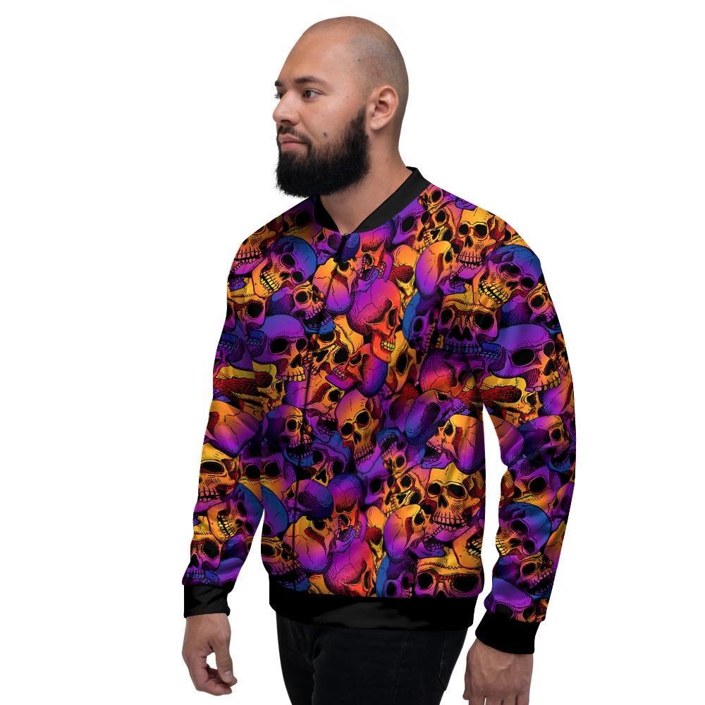 Purple Skull Men's Bomber Jacket-grizzshop