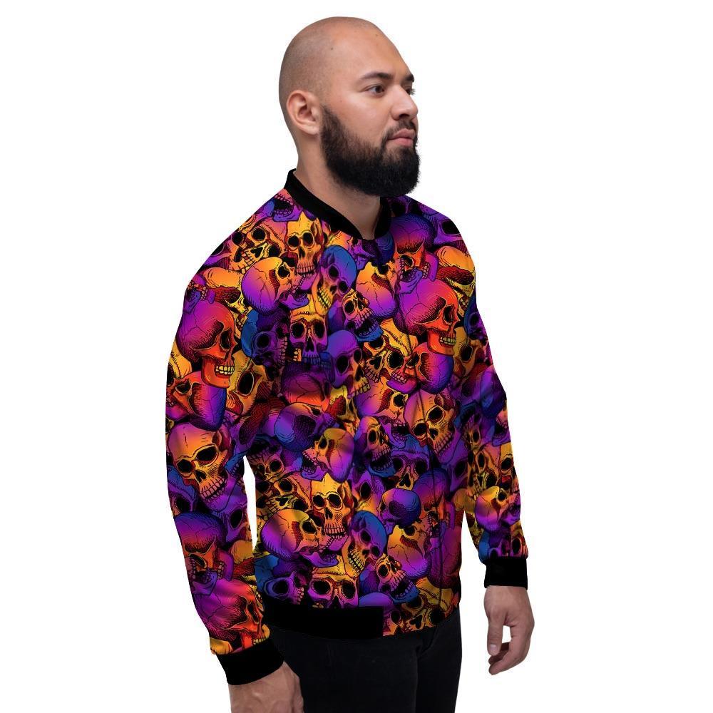 Purple Skull Men's Bomber Jacket-grizzshop