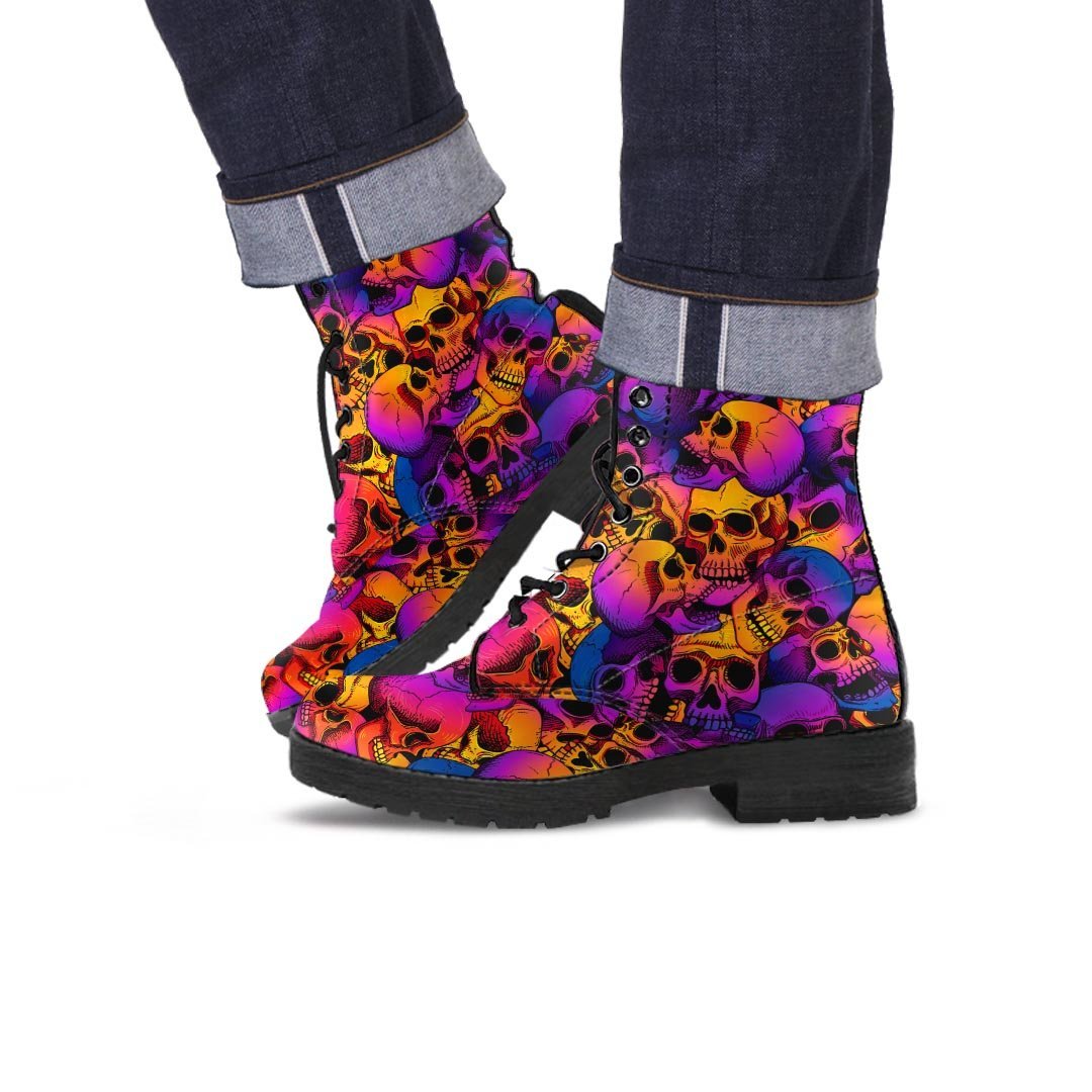 Purple Skull Men's Boots-grizzshop