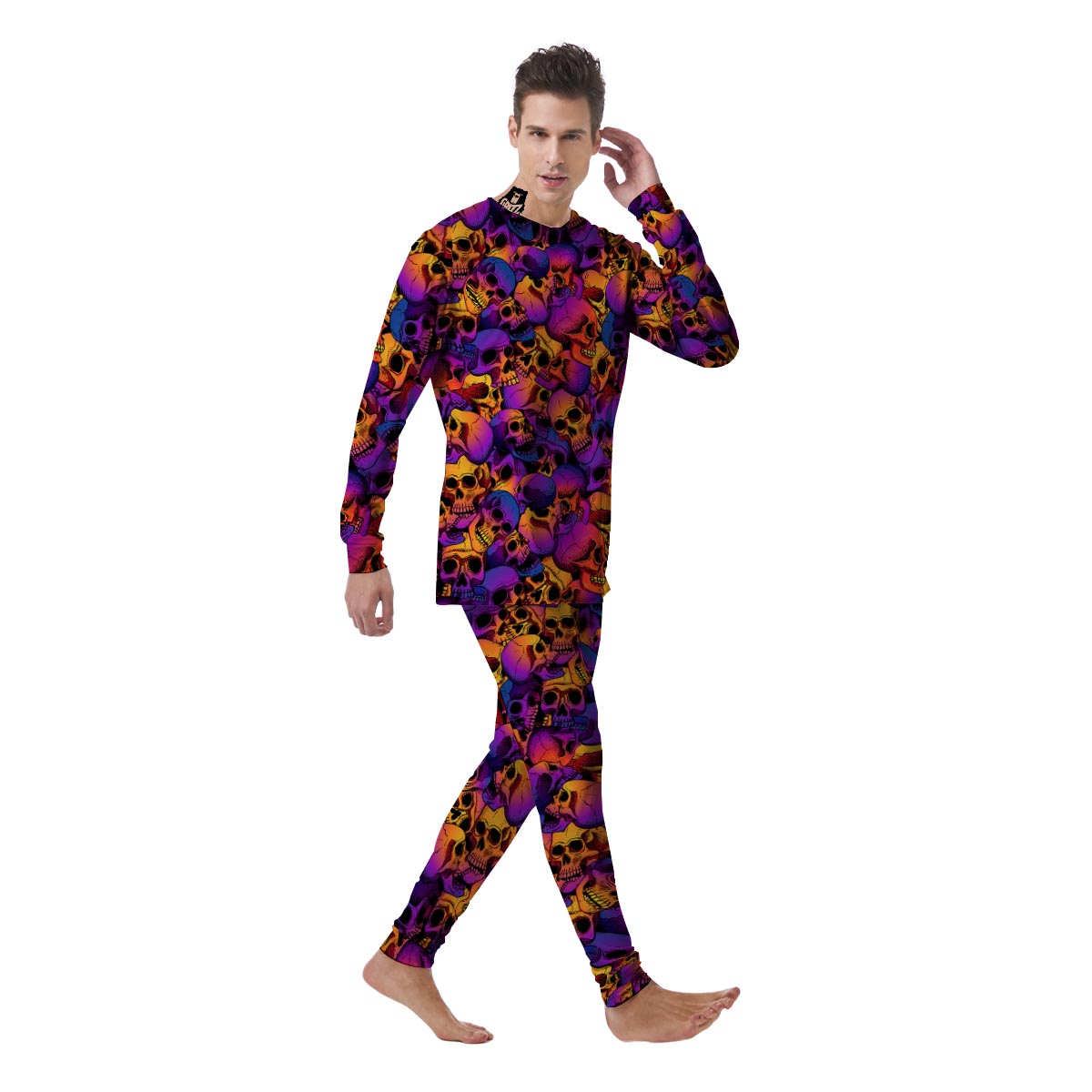 Purple Skull Men's Pajamas-grizzshop