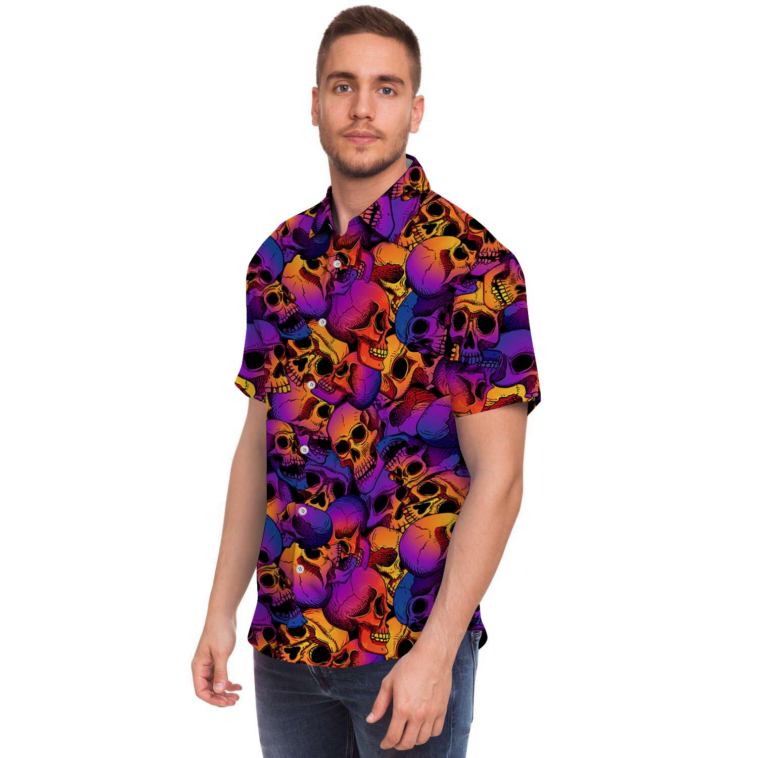Purple Skull Men's Short Sleeve Shirt-grizzshop