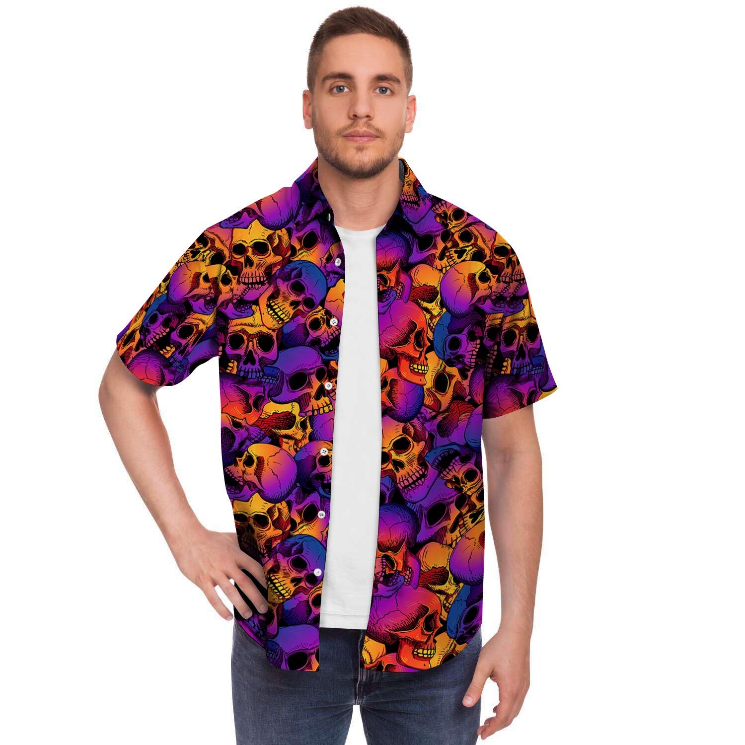 Purple Skull Men's Short Sleeve Shirt-grizzshop