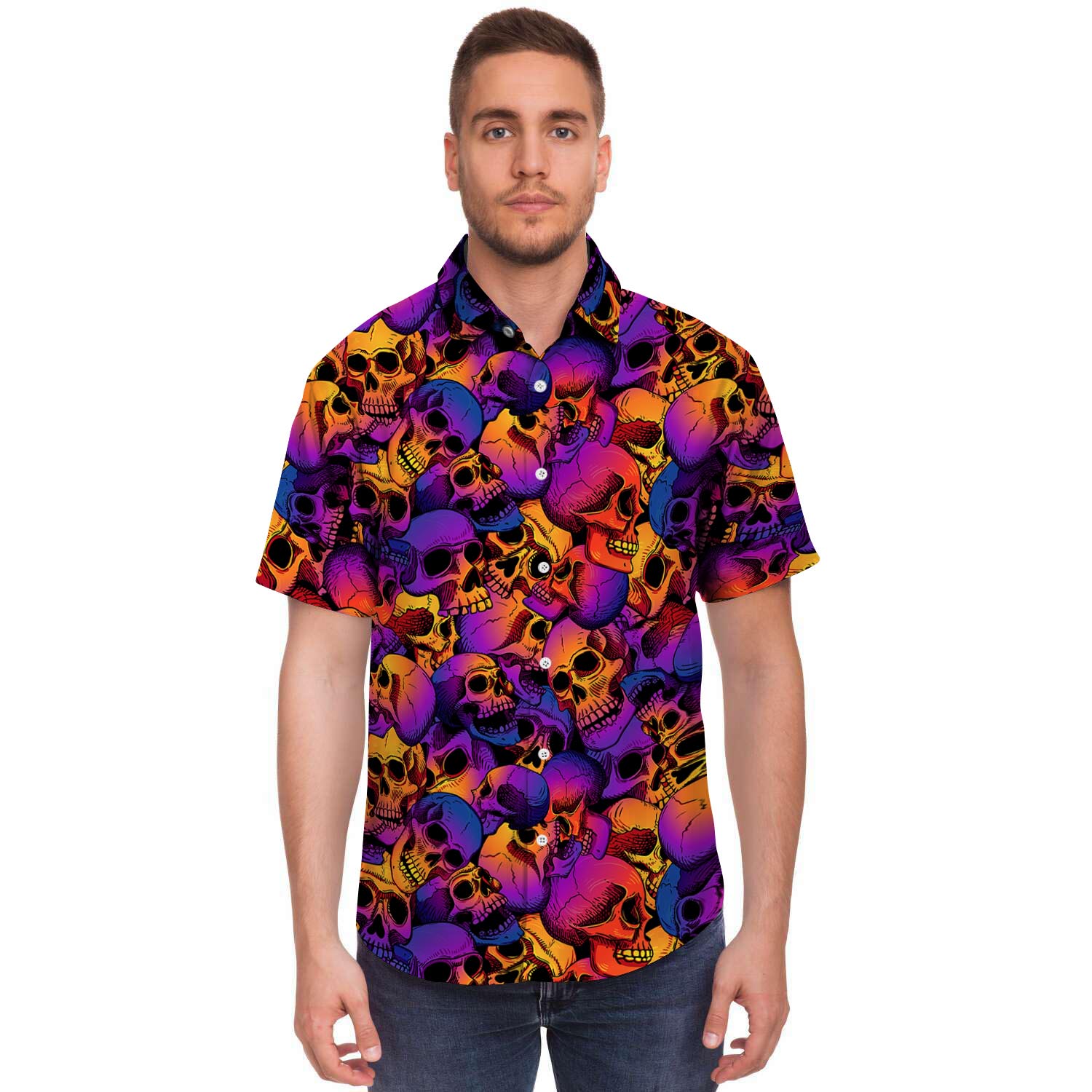 Purple Skull Men's Short Sleeve Shirt-grizzshop