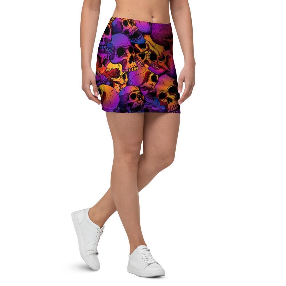 Purple Skull Mini Skirt-grizzshop