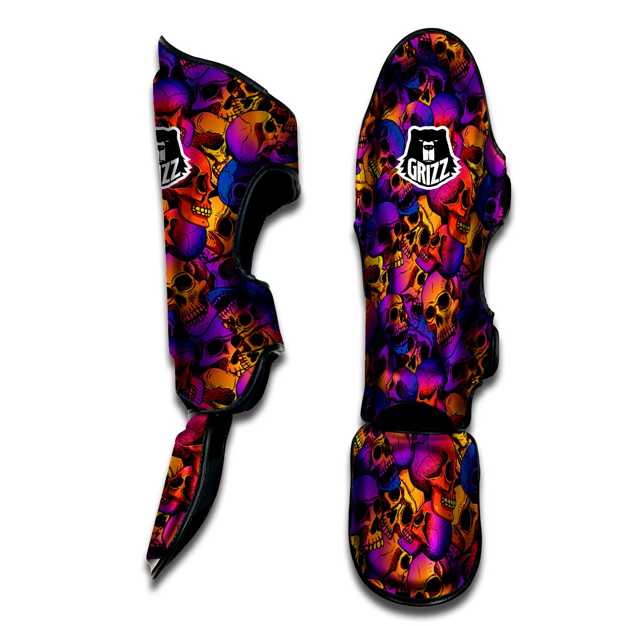 Purple Skull Muay Thai Shin Guard-grizzshop