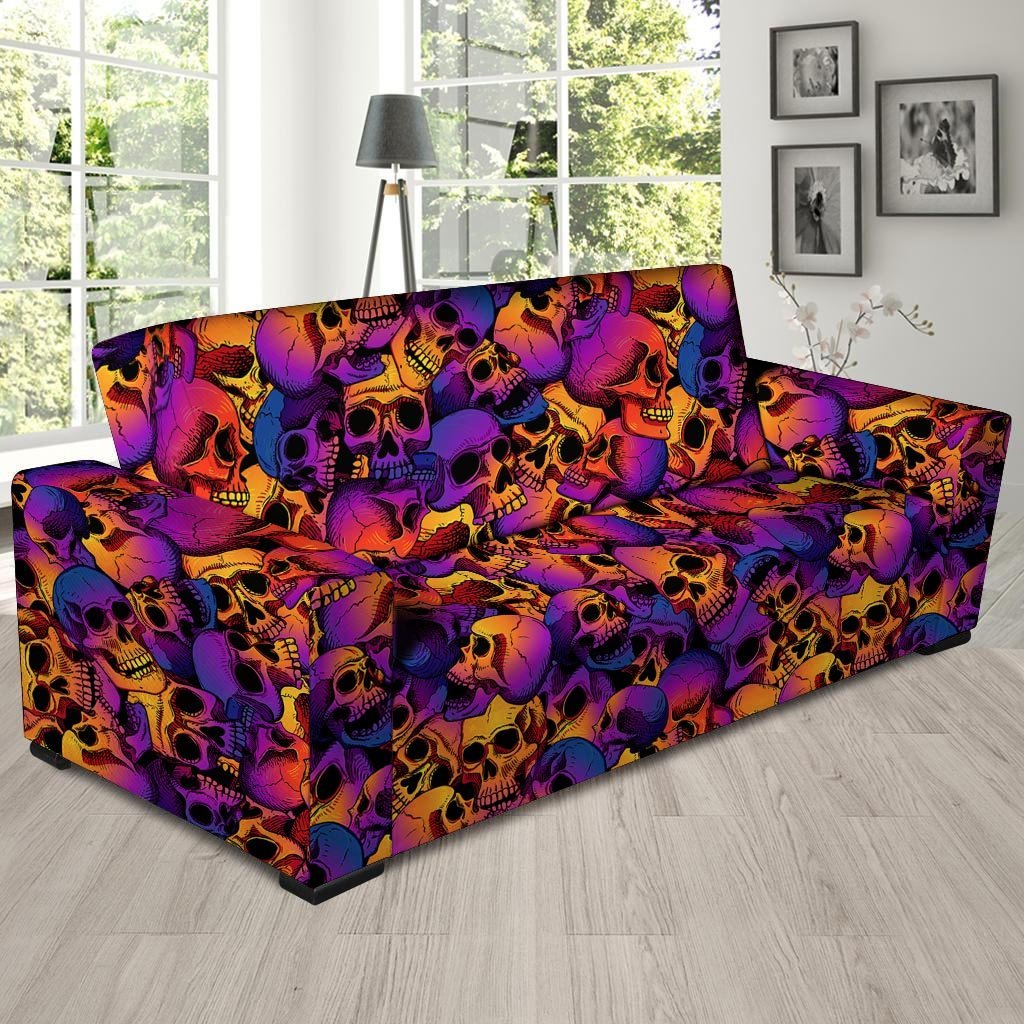 Purple Skull Sofa Cover-grizzshop