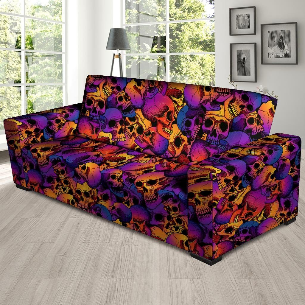 Purple Skull Sofa Cover-grizzshop