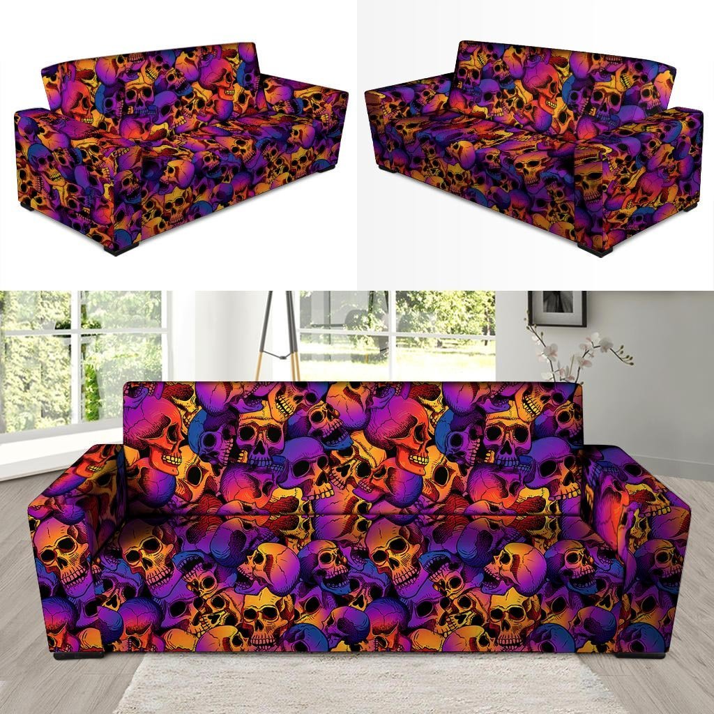 Purple Skull Sofa Cover-grizzshop