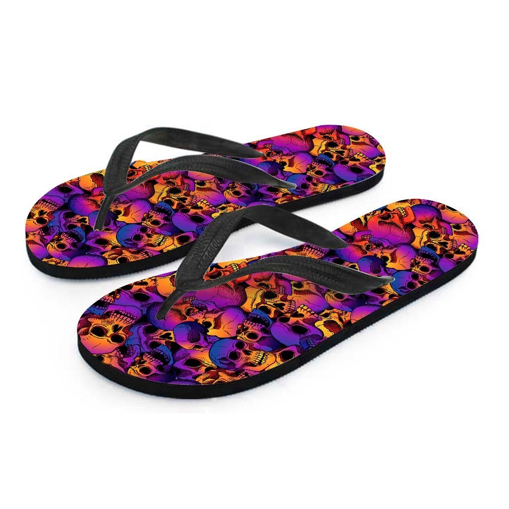 Purple Skull Women's Flip Flops-grizzshop