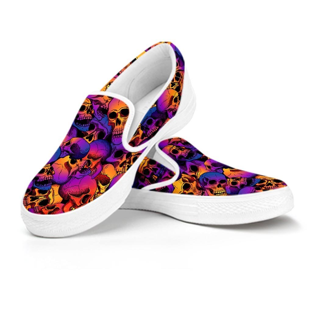 Purple Skull Women's Slip On Sneakers-grizzshop