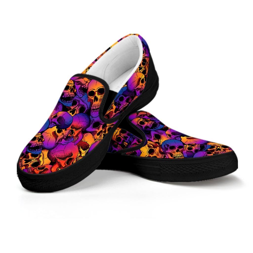 Purple Skull Women's Slip On Sneakers-grizzshop