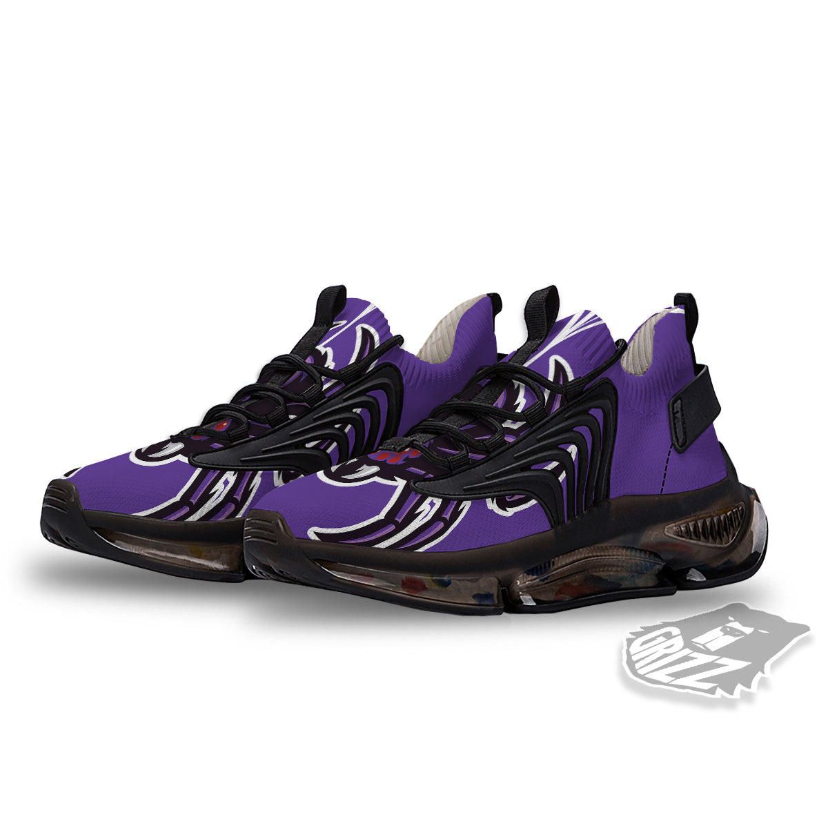 Purple Spider Print Black Gym Shoes-grizzshop