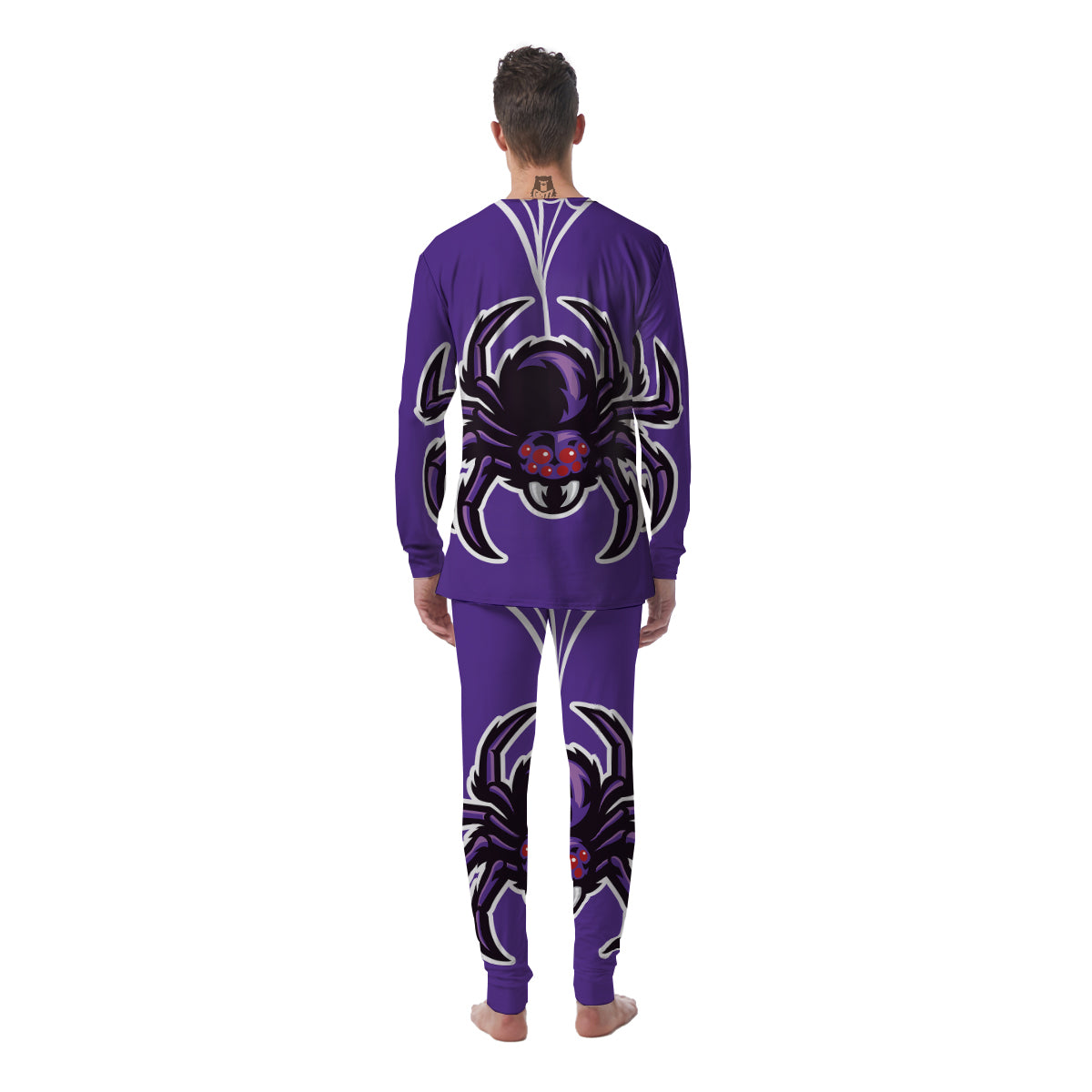 Purple Spider Print Men's Pajamas-grizzshop