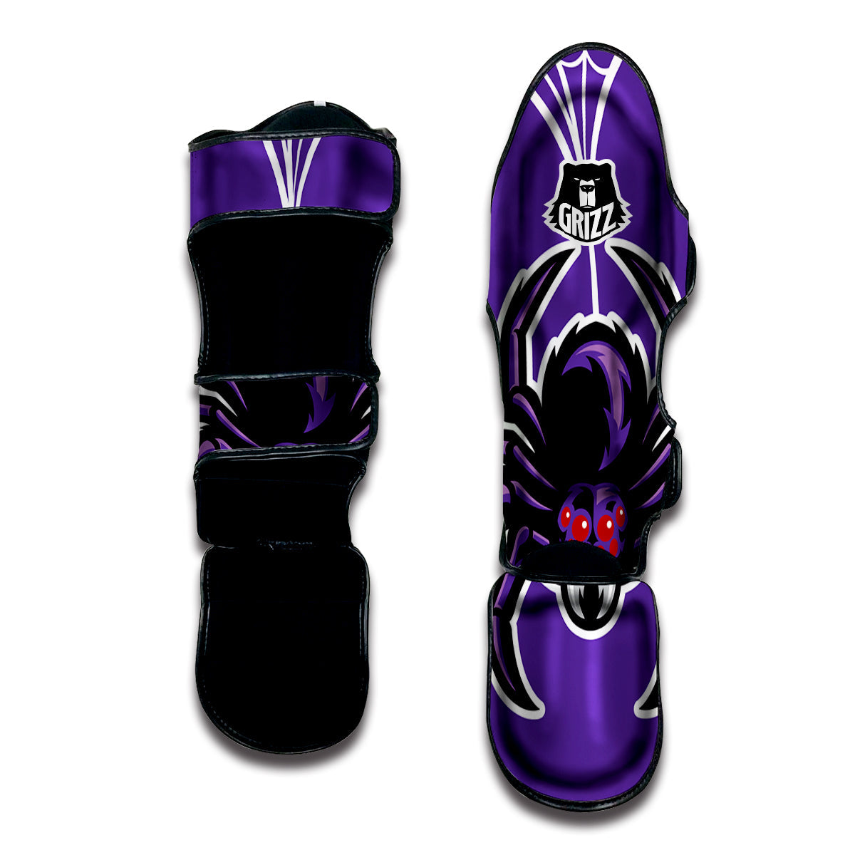 Purple Spider Print Muay Thai Shin Guards-grizzshop