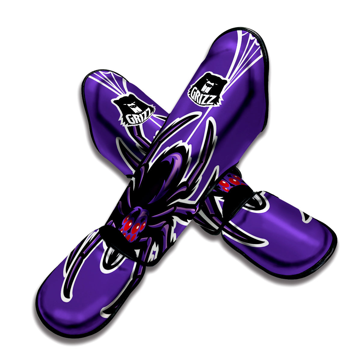 Purple Spider Print Muay Thai Shin Guards-grizzshop