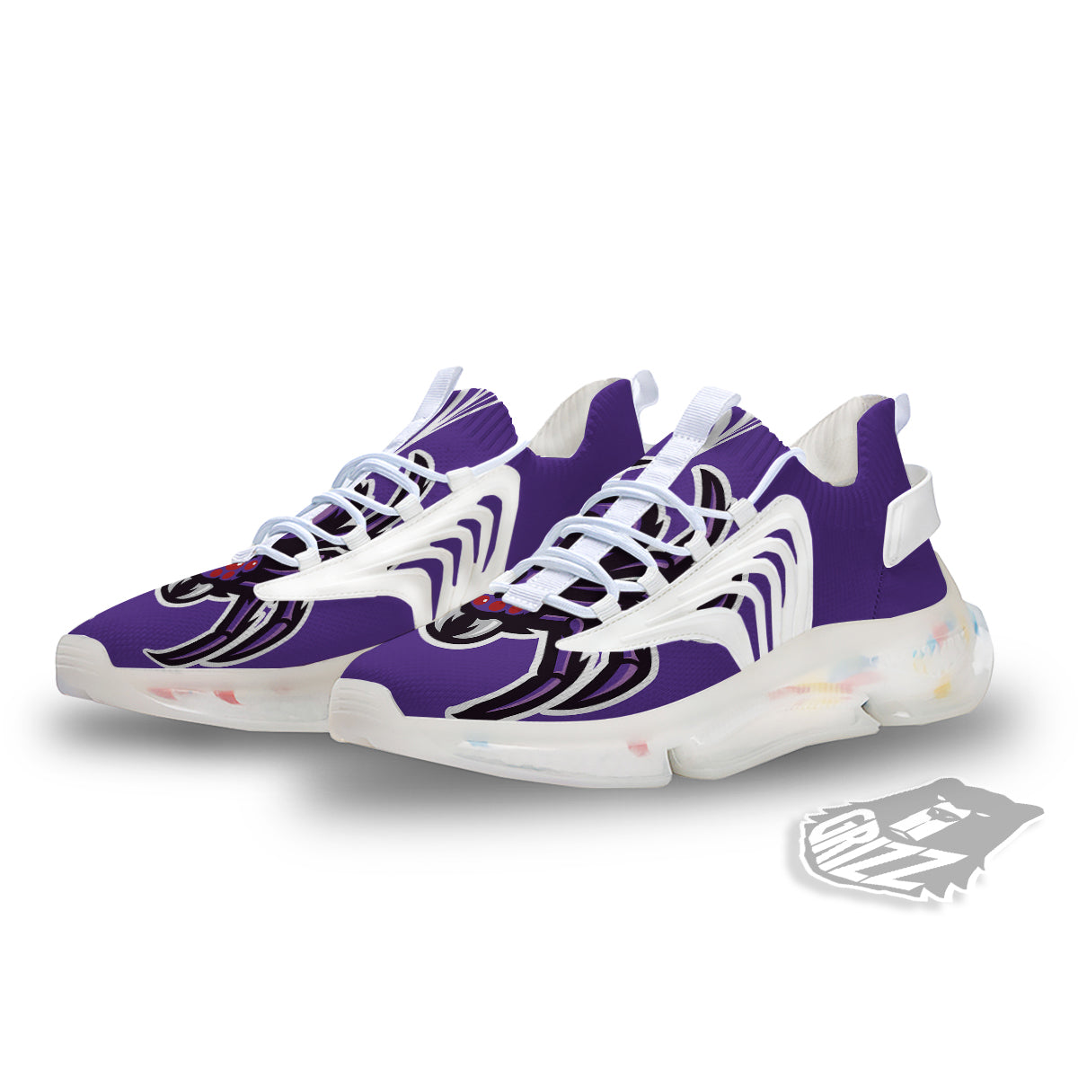 Purple Spider Print White Gym Shoes-grizzshop