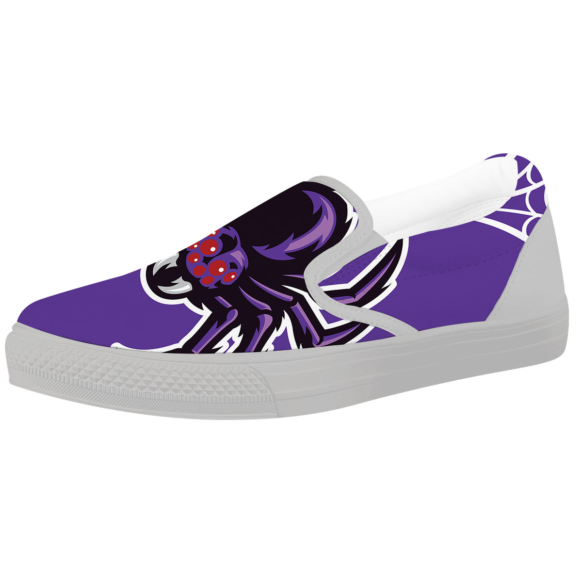 Purple Spider Print White Slip On Shoes-grizzshop