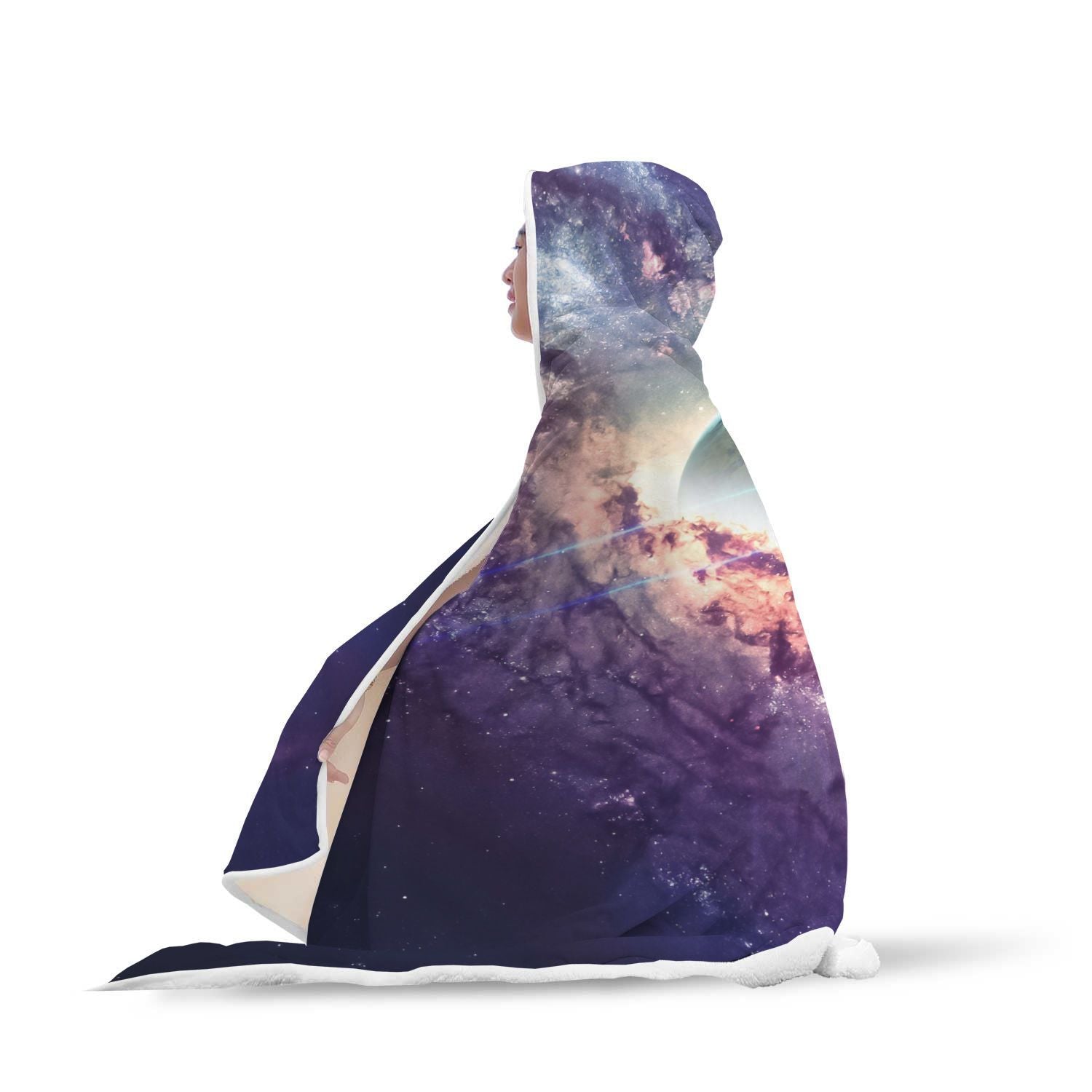 Purple Stardust Galaxy Space Print Hooded Blanket-grizzshop