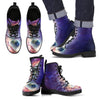 Purple Stardust Galaxy Space Print Men Women Leather Boots-grizzshop