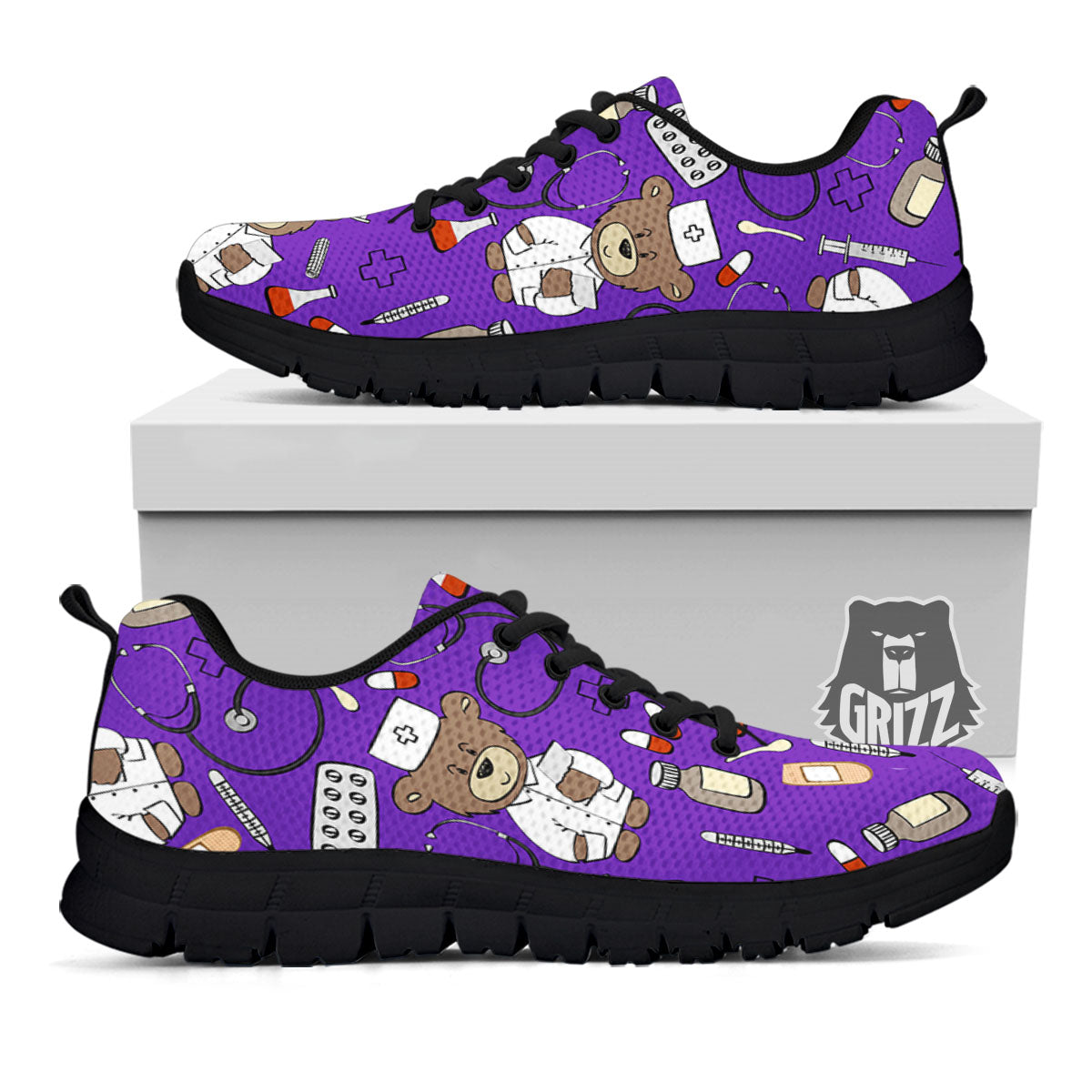 Purple Teddy Bear Nurse - Sneakers-grizzshop