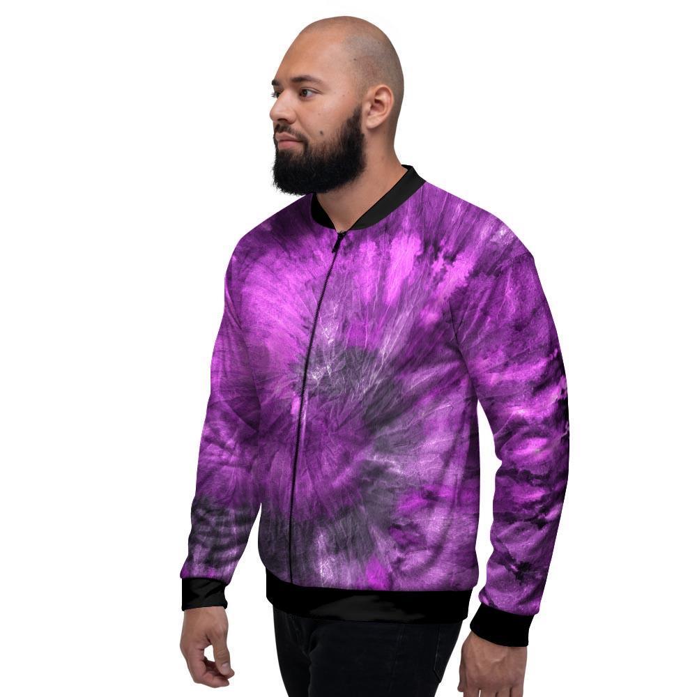 Purple Tie Dye Men's Bomber Jacket-grizzshop