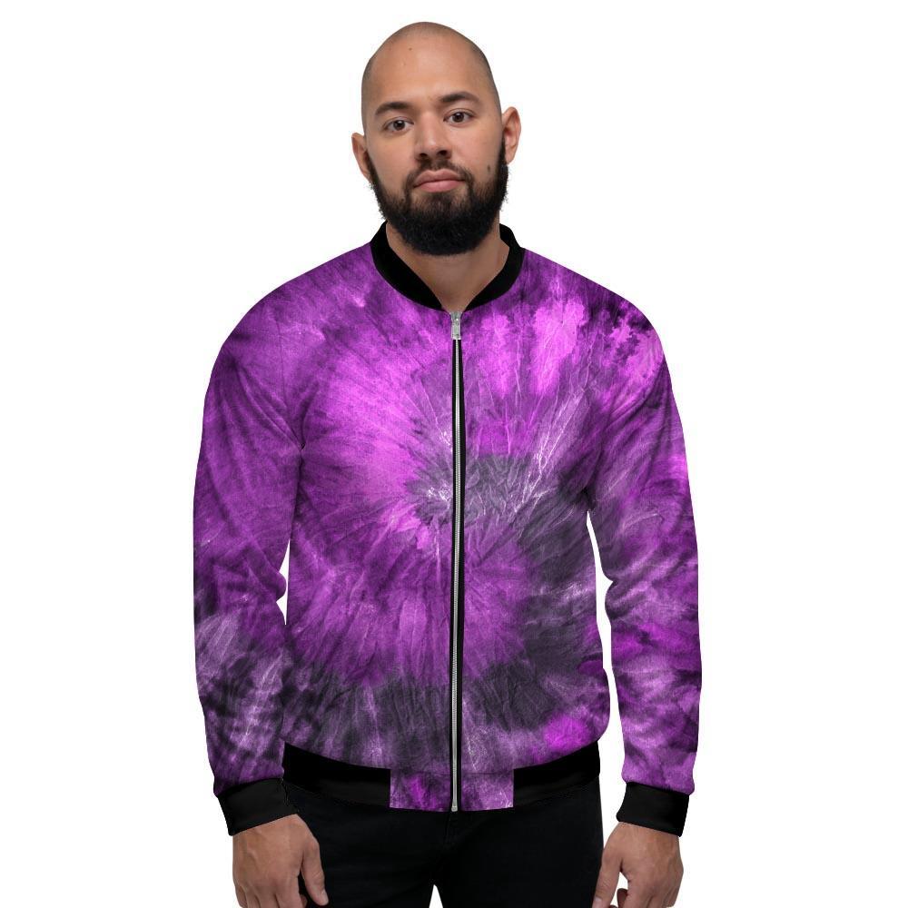 Purple Tie Dye Men's Bomber Jacket-grizzshop