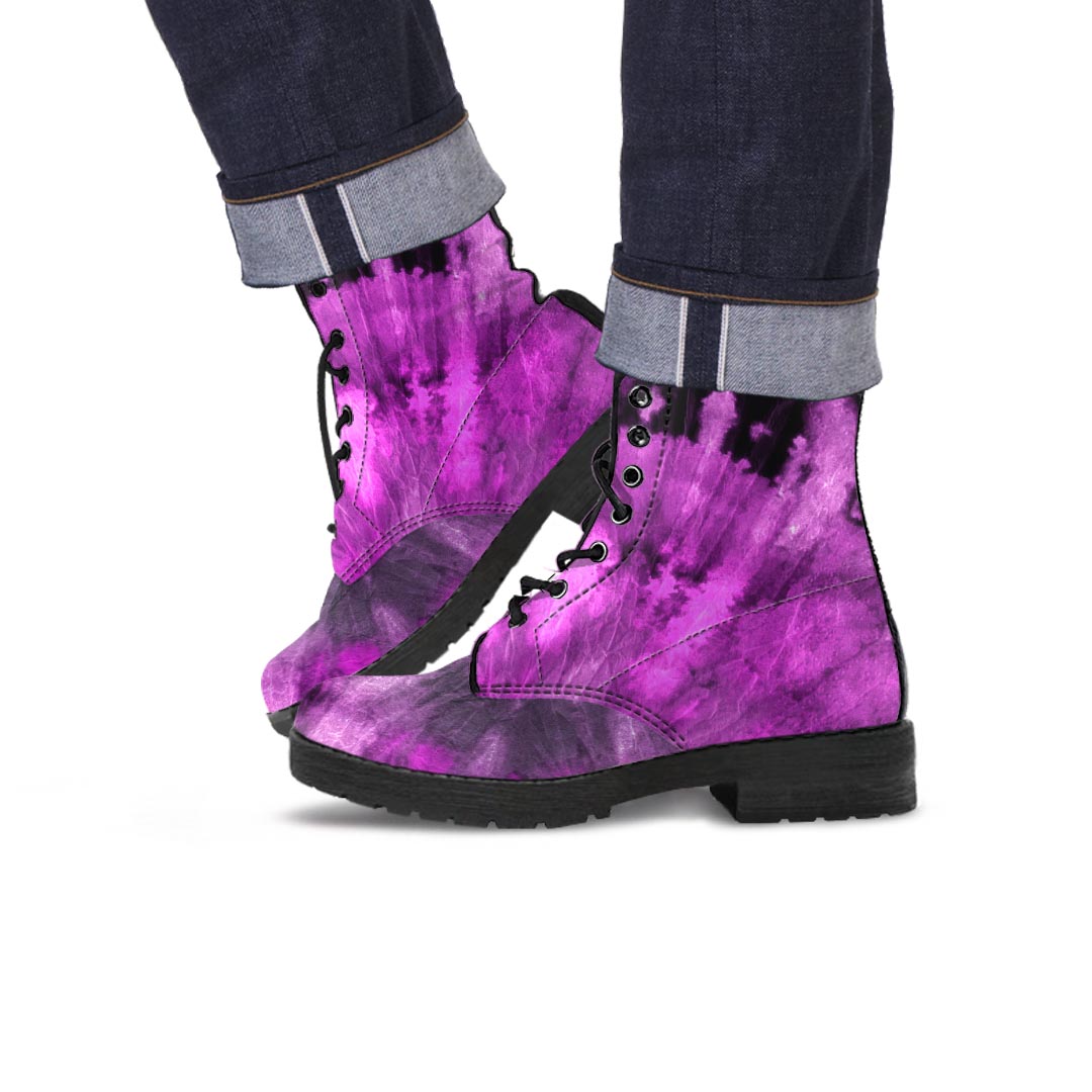 Purple Tie Dye Men's Boots-grizzshop