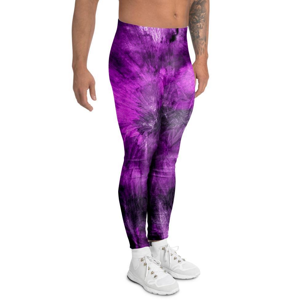 Purple Tie Dye Men's Leggings-grizzshop