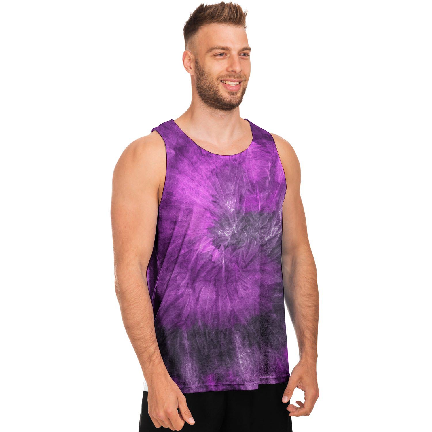 Purple Tie Dye Men's Tank Tops-grizzshop