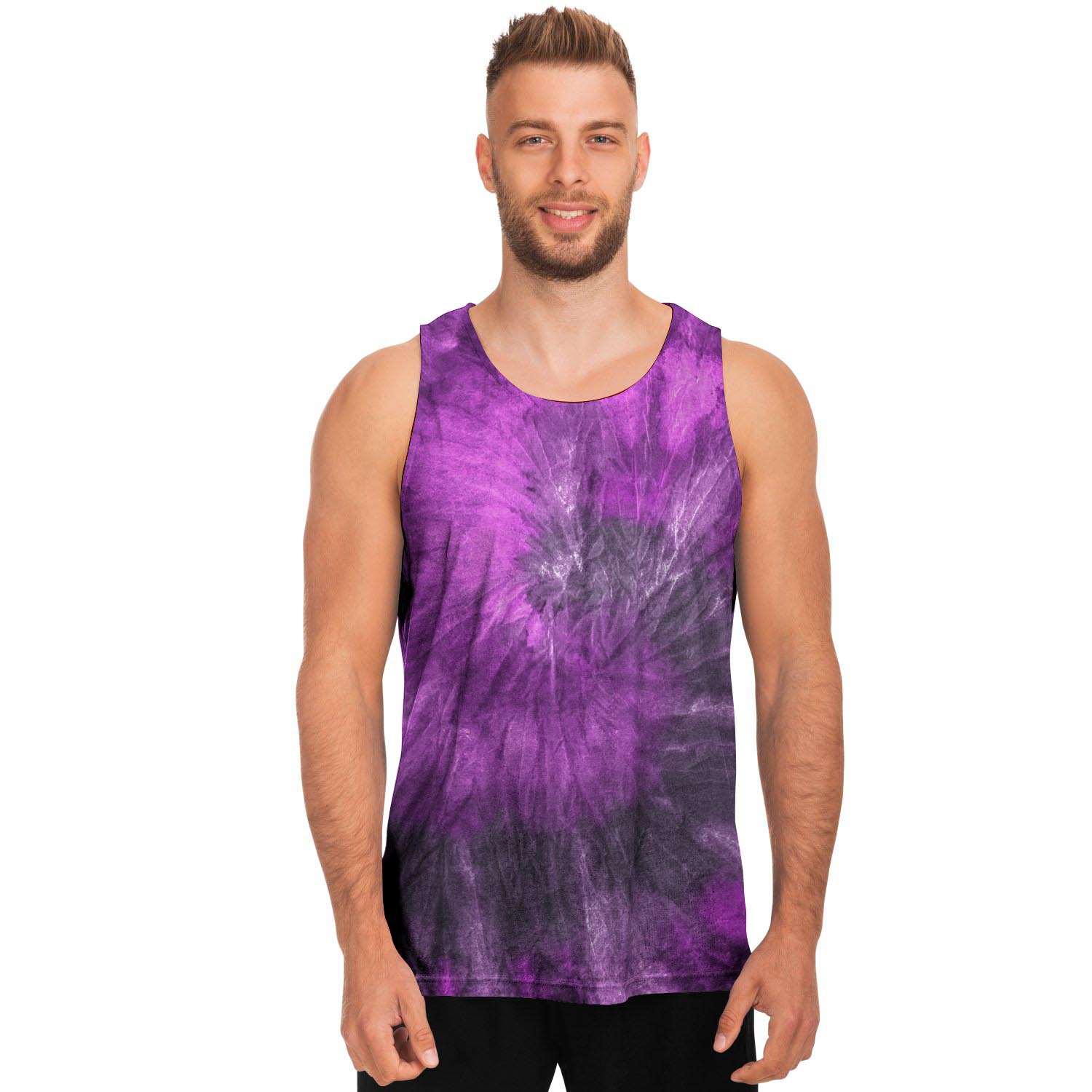 Purple Tie Dye Men's Tank Tops-grizzshop