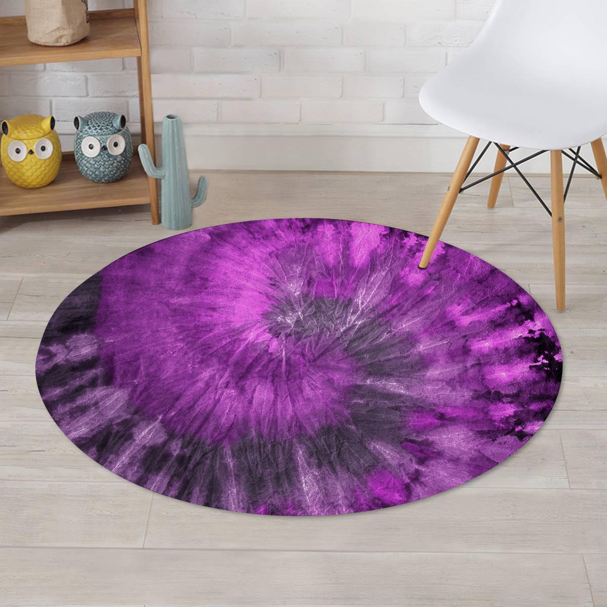 Purple Tie Dye Round Rug-grizzshop