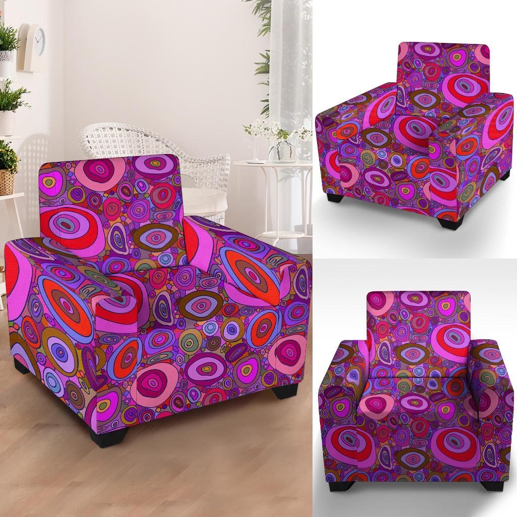 Purple Trippy Hippie Armchair Cover-grizzshop