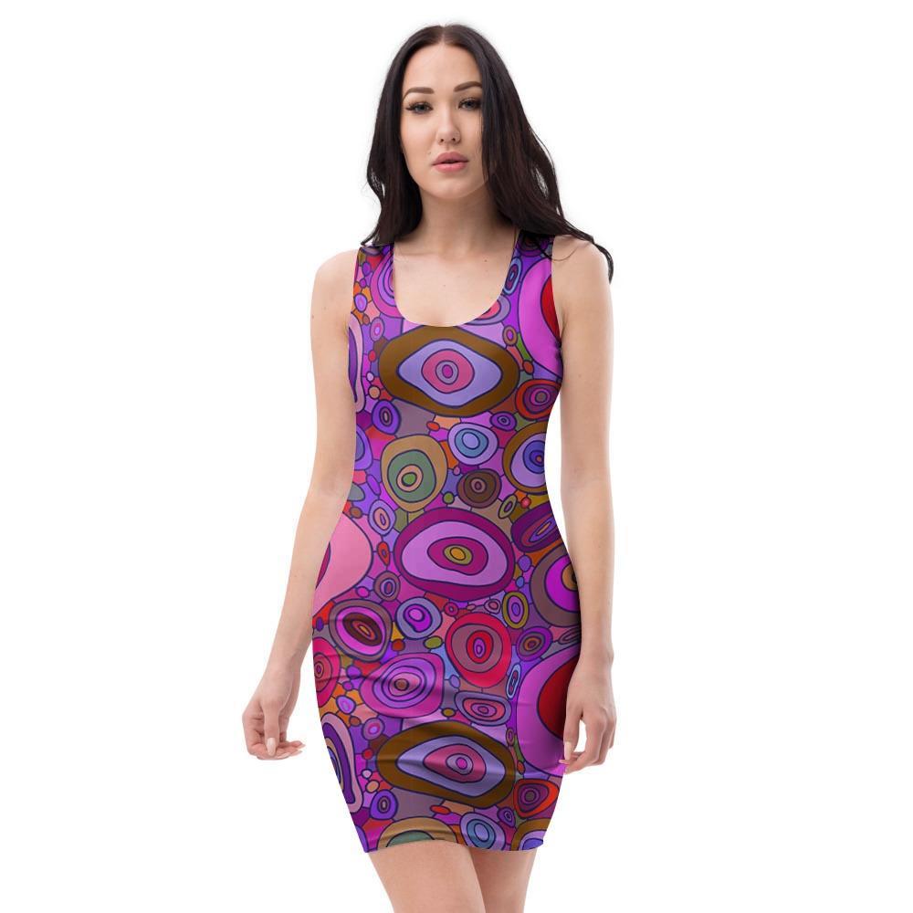 Purple Trippy Hippie Bodycon Dress-grizzshop