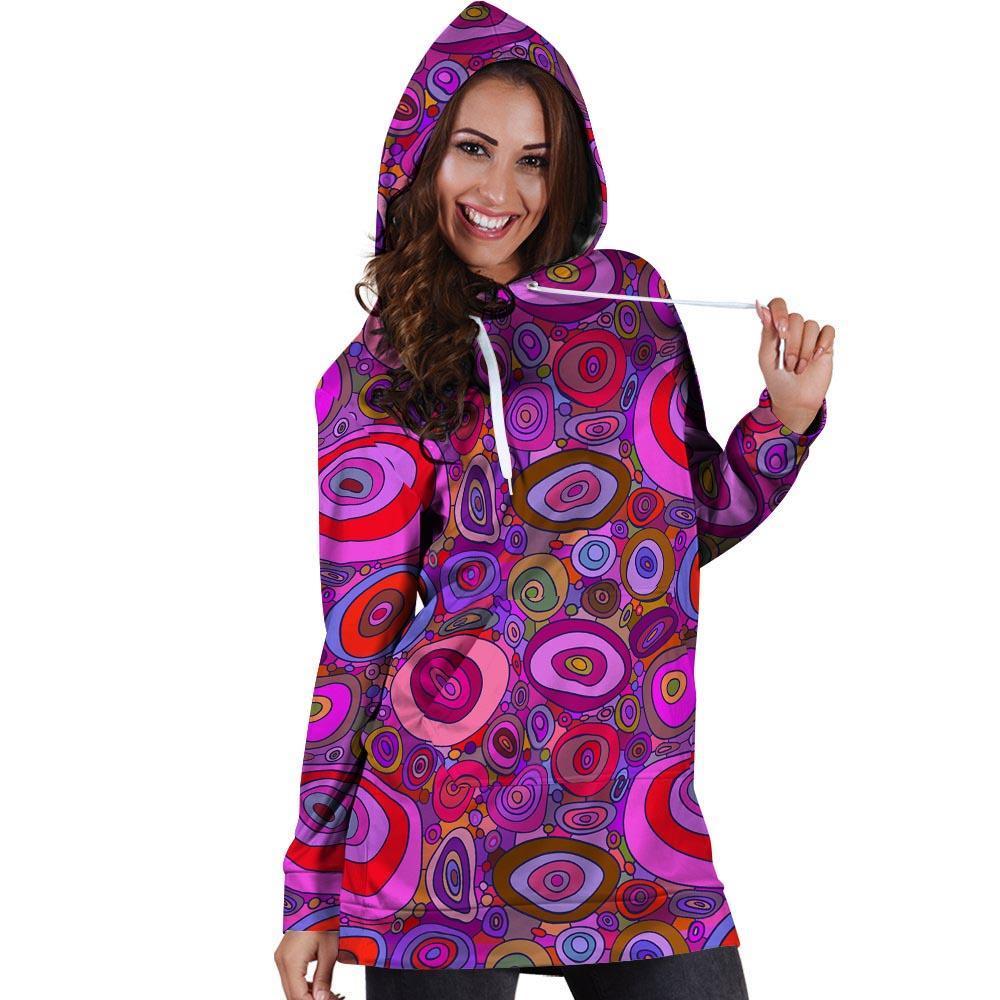 Purple Trippy Hippie Hoodie Dress-grizzshop