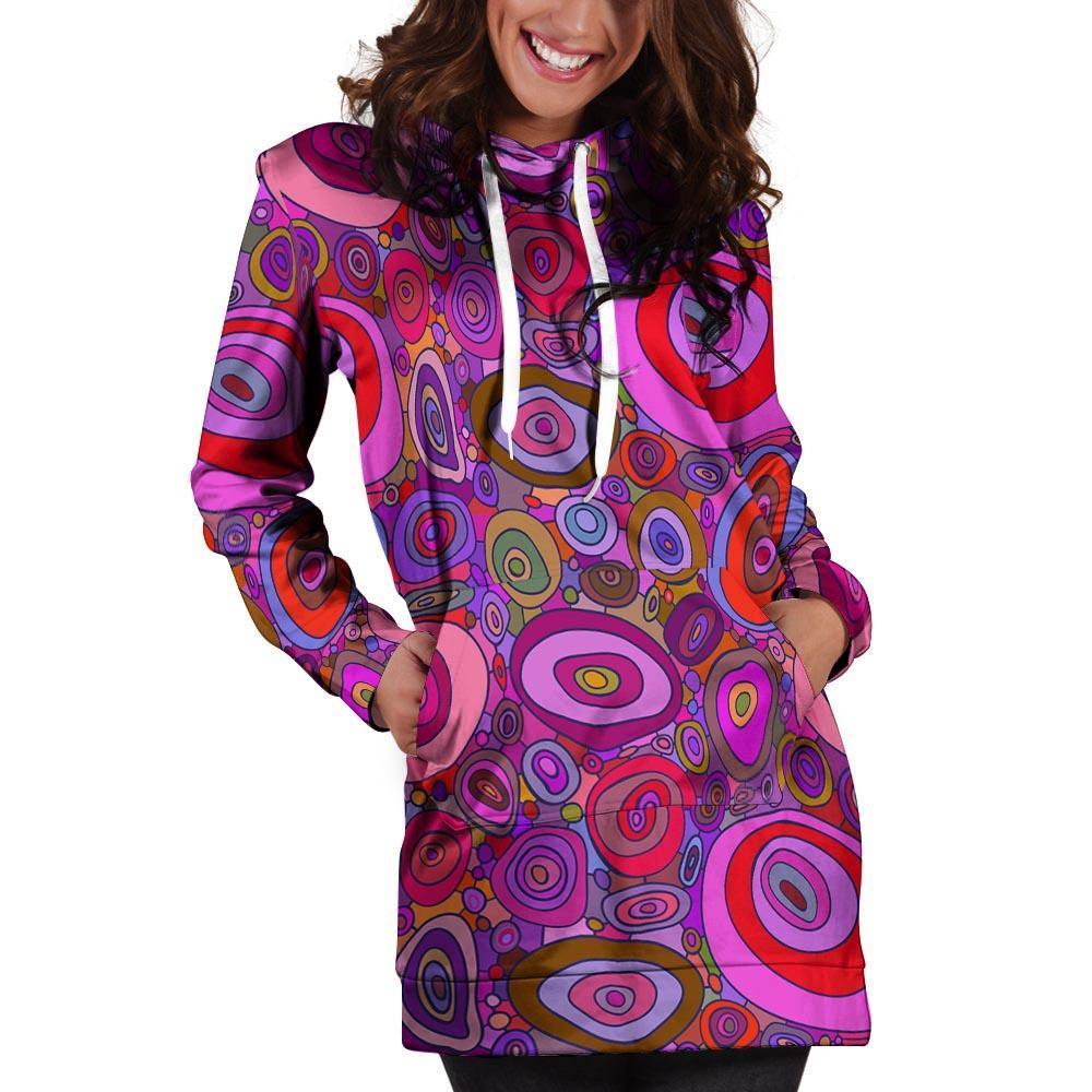 Purple Trippy Hippie Hoodie Dress-grizzshop