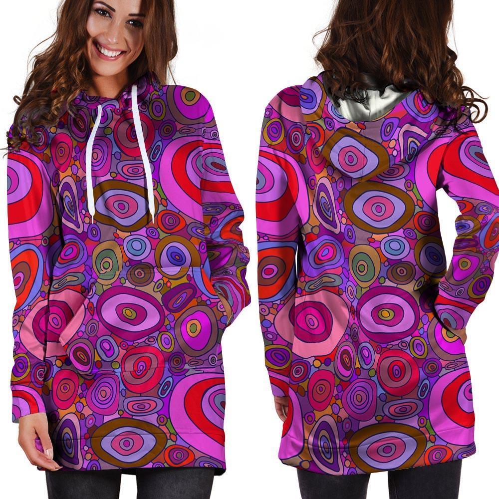 Purple Trippy Hippie Hoodie Dress-grizzshop