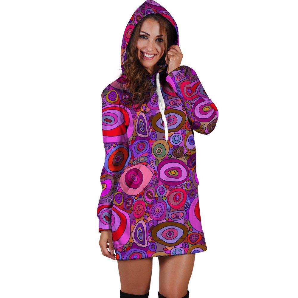 Purple Trippy Hippie Hoodie Dress-grizzshop