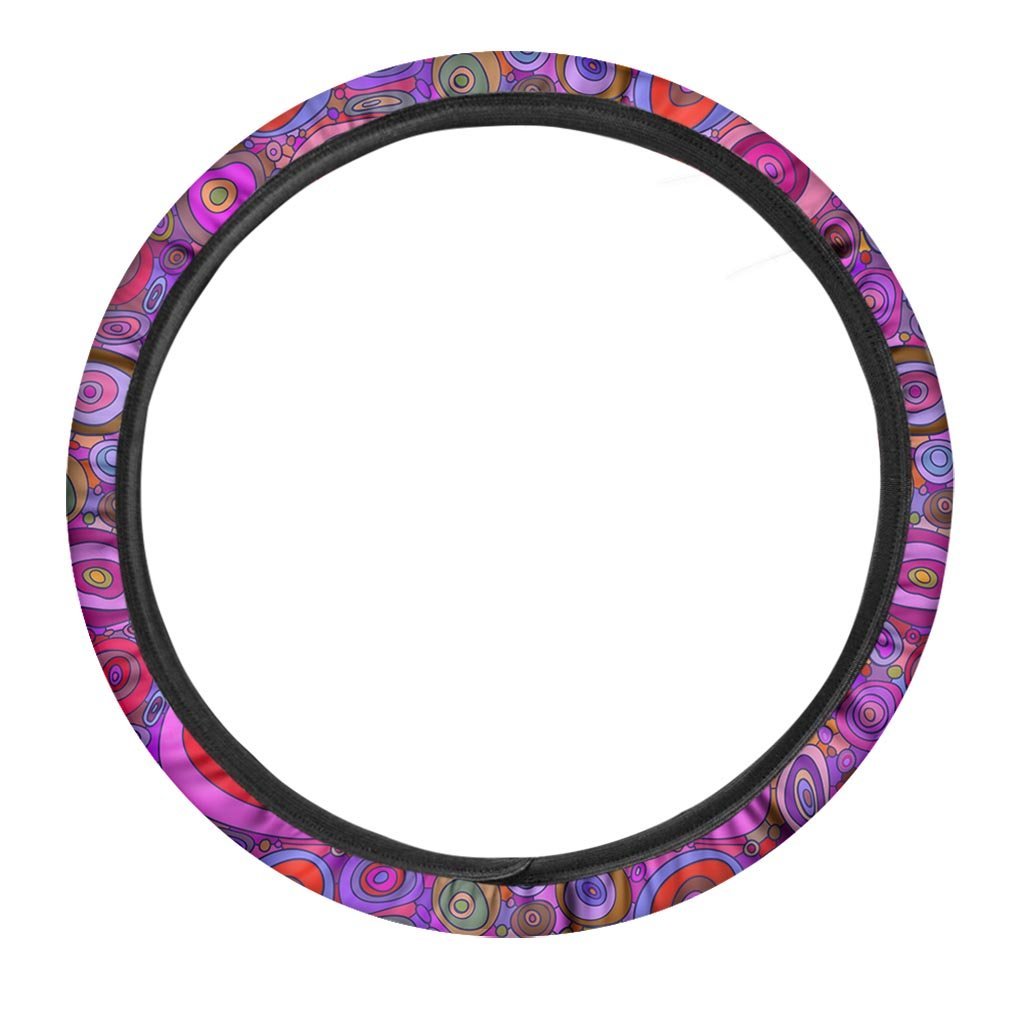 Purple Trippy Hippie Steering Wheel Cover-grizzshop