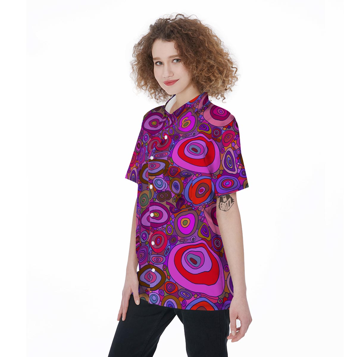 Purple Trippy Hippie Women's Short Sleeve Shirts-grizzshop